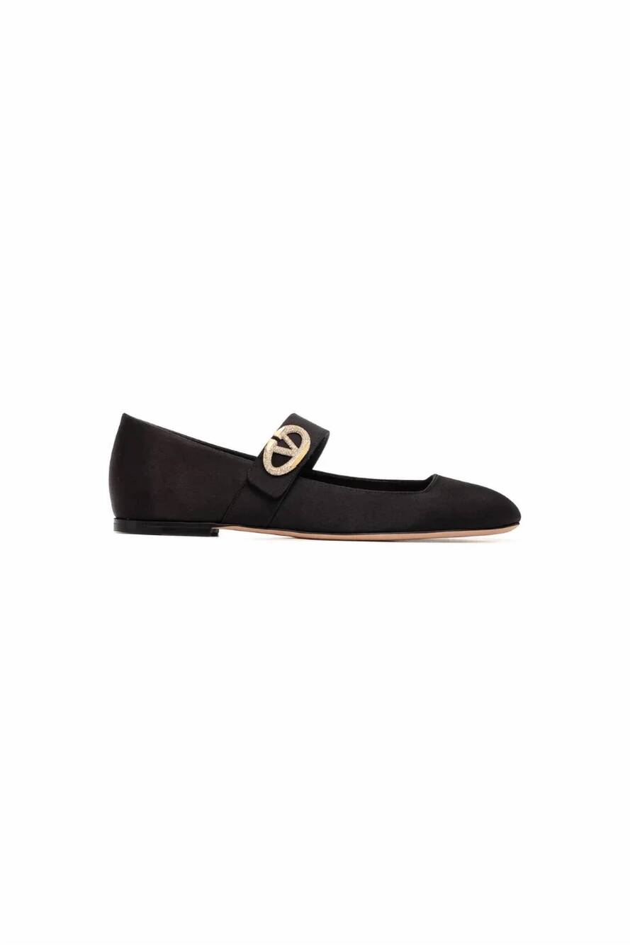 NEW VALENTINO GARAVANI women's locker square toe mary jane ballerina flats in bl
